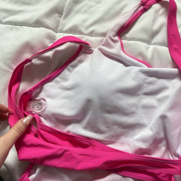 Womens Size XL Swimsuit One Piece Bathing Suit Pink Padded Beach Summer - Picture 7 of 8